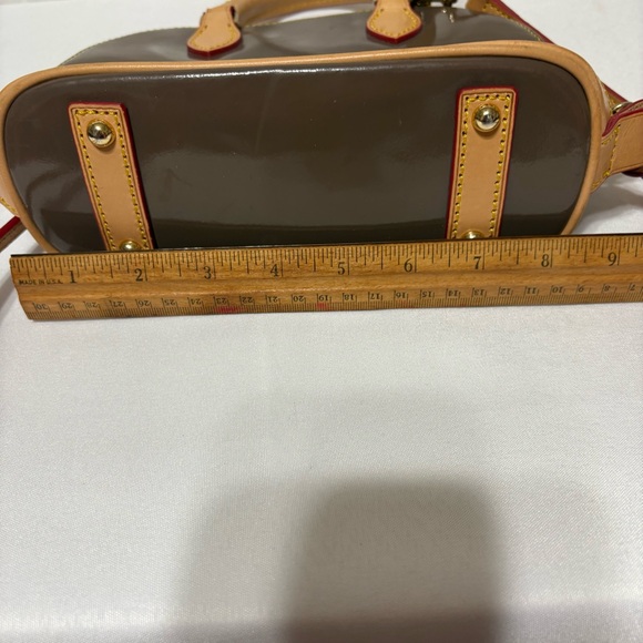 Dooney & Bourke Patent Leather Zip Zip Satchel in taupe brown - Picture 6 of 8